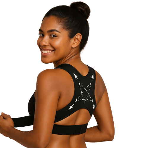Woman with posture corrector