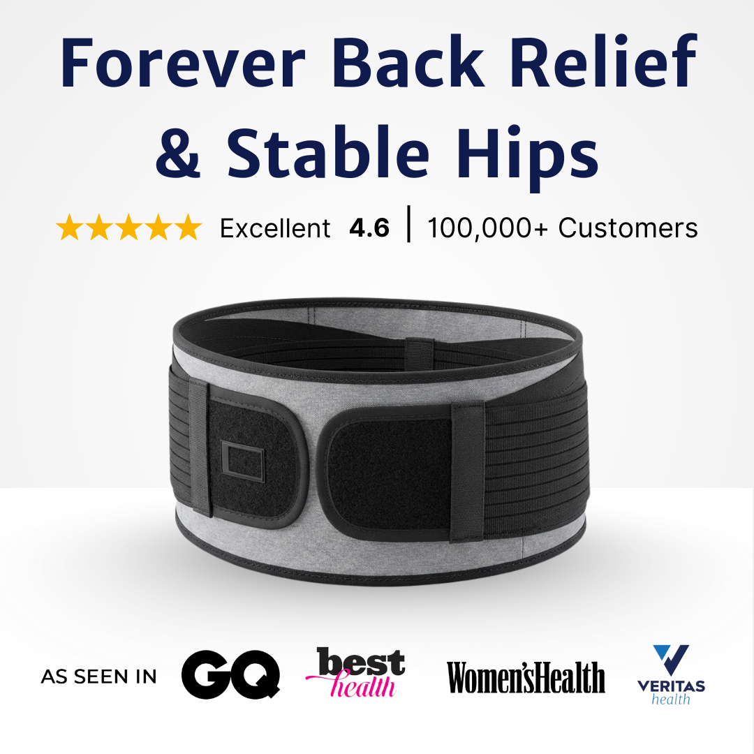 back support belt shown alone highlighting layered construction and adjustable strap design