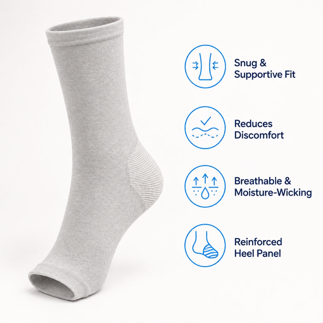 Planta Compression Socks feature overview – support zones, breathable knit, reinforced heel