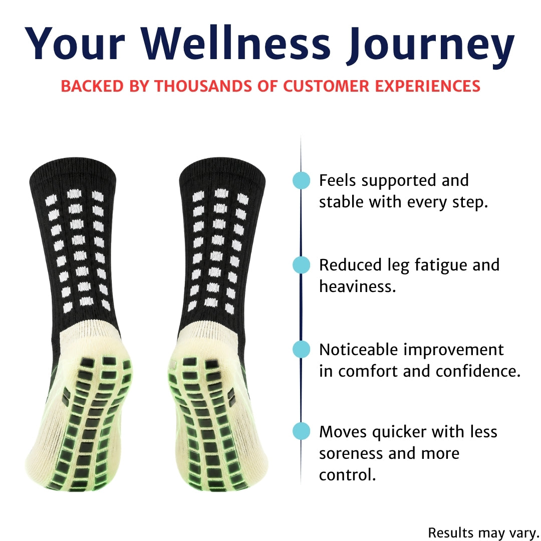 Anti-slip grip dots on the sole of Stabila Compression Socks for steady footing