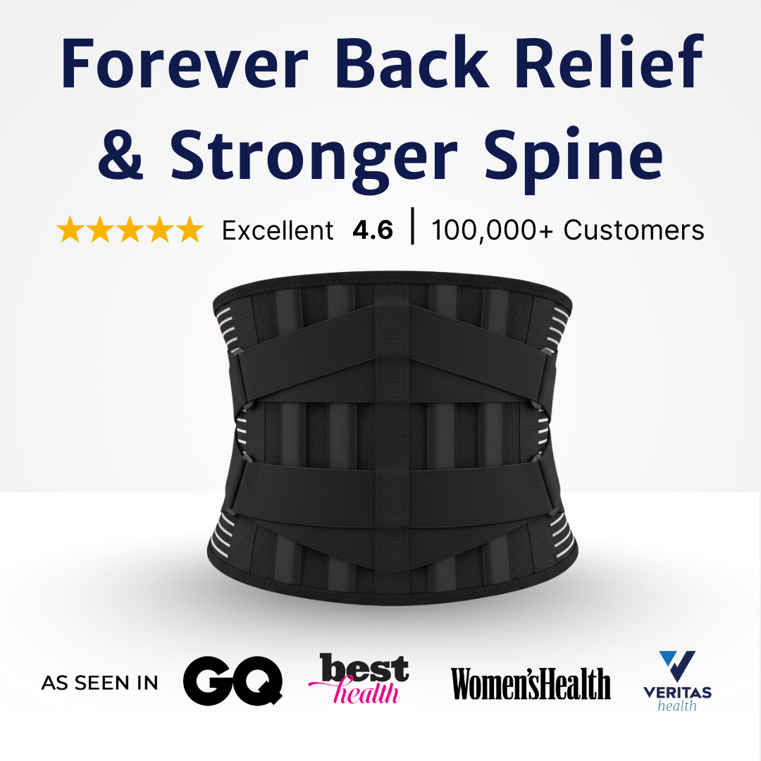 back brace displayed alone showing front structure and wraparound design