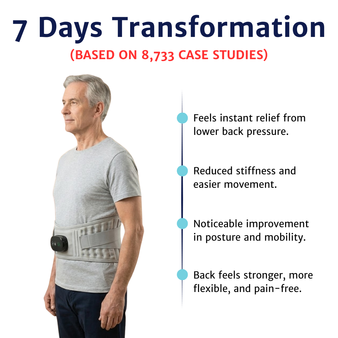 back massager worn around the waist on a man shown from the side