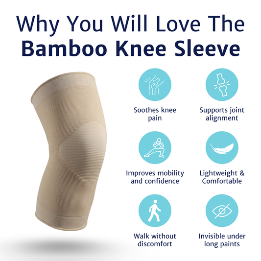 bamboo knee sleeve showing knee compression sleeve benefits for knee support mobility and knee pain relief