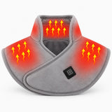 Gray neck and shoulder heating pad with heated neck and shoulder zones and front power control