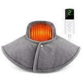Gray neck shoulder and upper back heating pad with heated collar and digital controller