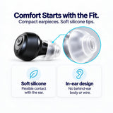 Invisa soft silicone tip and compact in-ear design