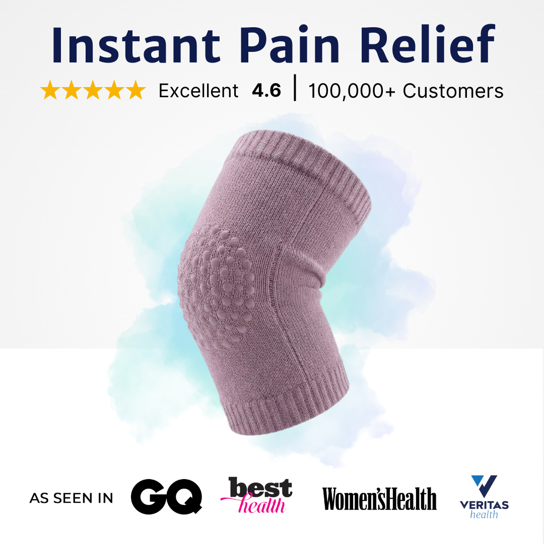 Kids knee sleeve shown alone with a textured padded knee panel and ribbed edges for a secure fit.