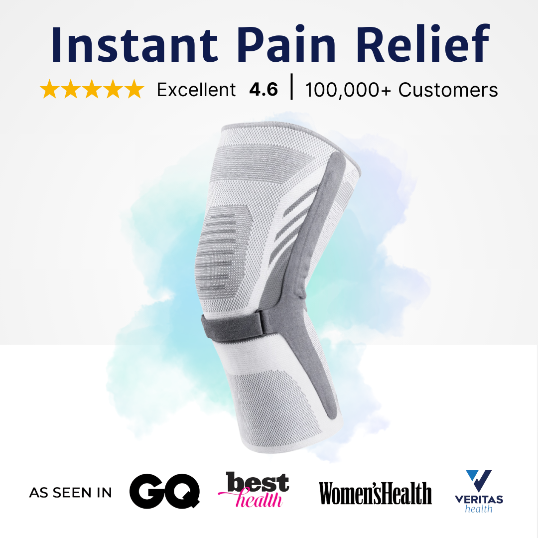 Knee compression sleeve displayed alone highlighting the shape, fabric texture, and support areas.