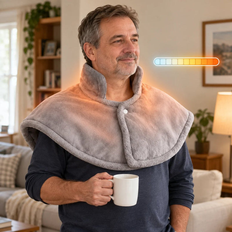 Man adjusting warmth while wearing ThermaWrap Pro
