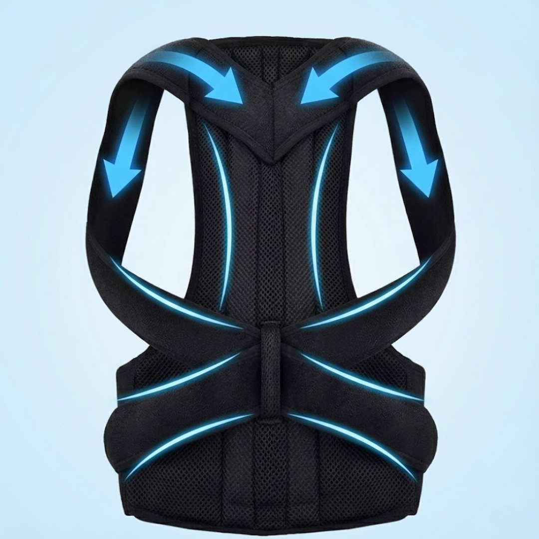 CoreLift posture corrector back brace showing shoulder alignment support and spinal posture correction straps
