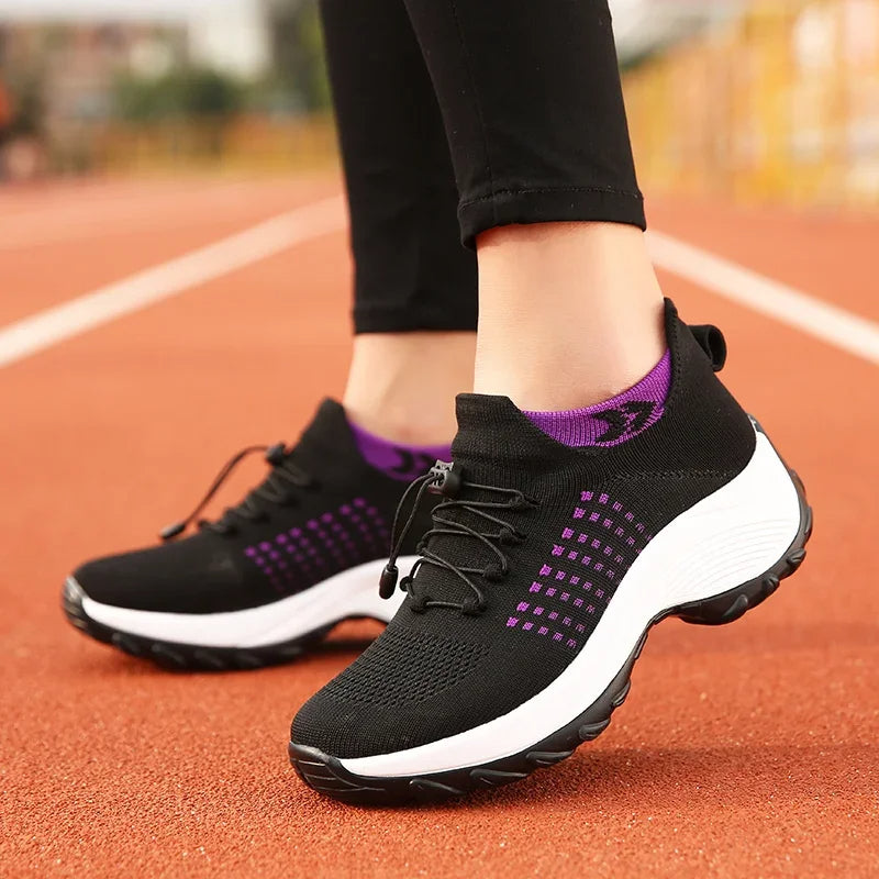 Lightweight purple air cushion shoes designed for superior support and comfort, ideal  shoes for women seeking relief from foot discomfort and improved stability.