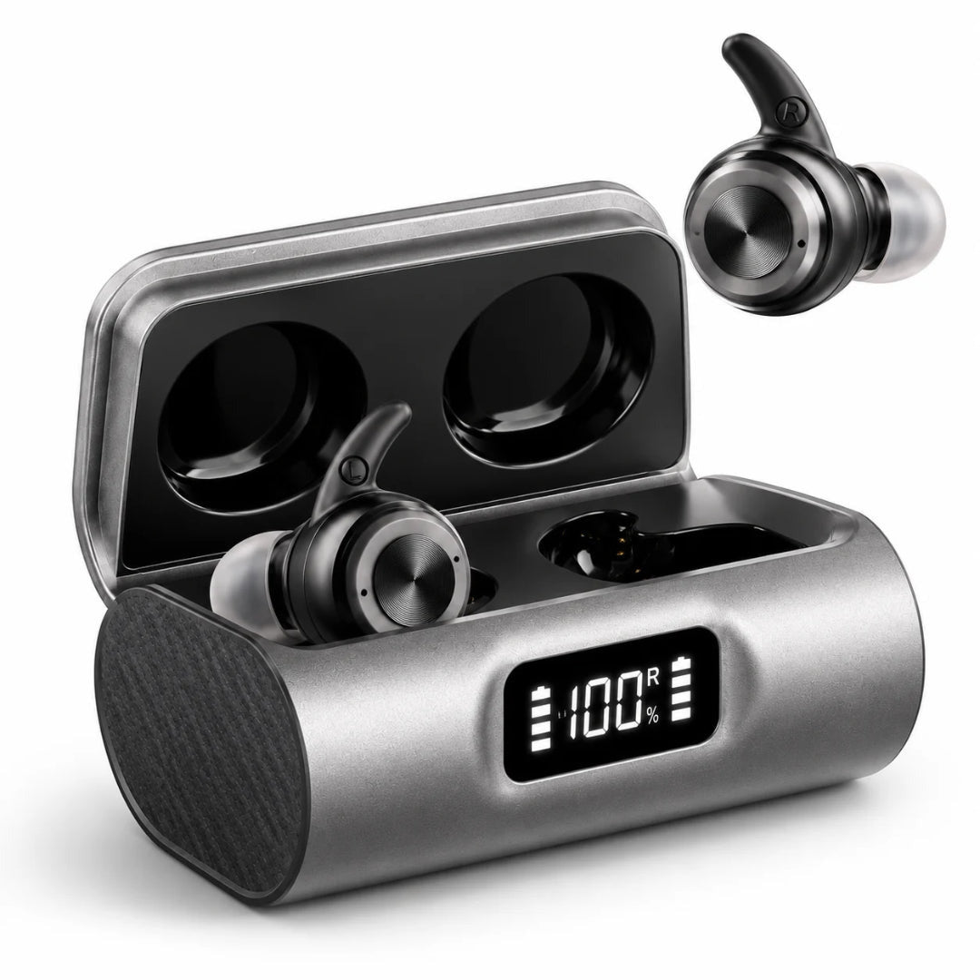 QuietFit in-ear hearing aids with open digital charging case