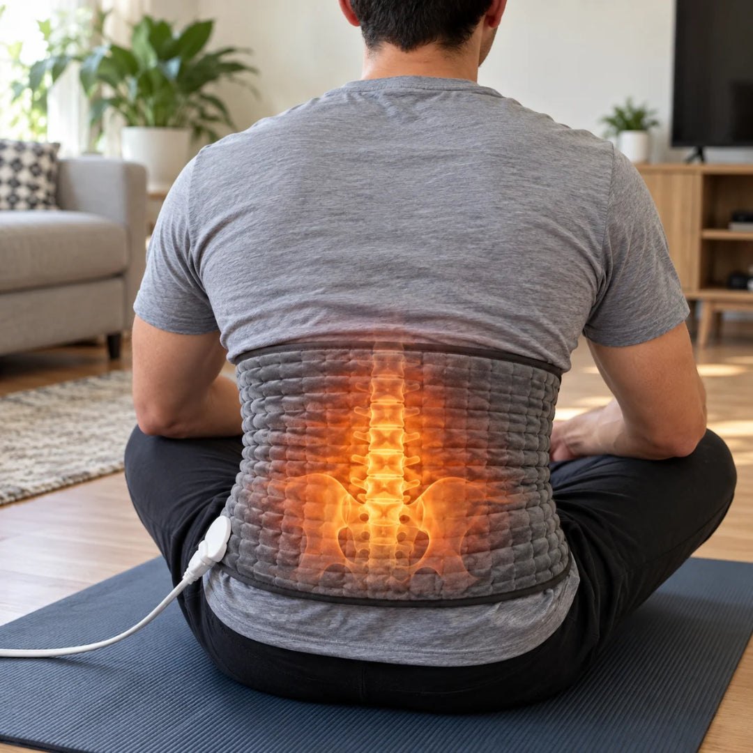 ThermaPad Flex heating pad showing warmth across the back
