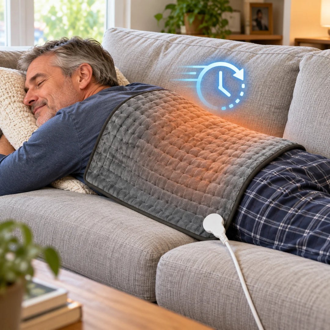 ThermaPad Flex timer illustration with a resting person