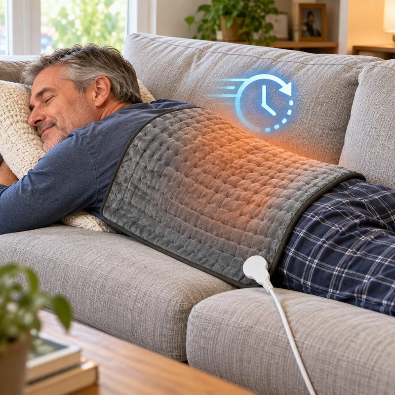 ThermaPad Flex timer illustration with a resting person