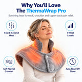 ThermaWrap Pro grey heating wrap with fast heat, nine heat settings, soft flannel and automatic shutoff.