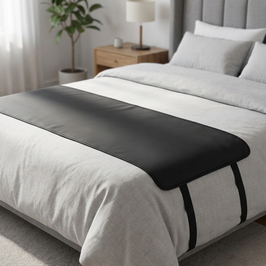 WeRelieve earth grounding mat placed on bed designed as a grounding mat for bed to support earthing and improve sleep comfort